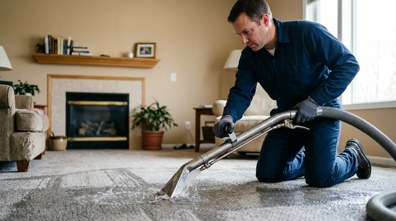 Water damage restoration technician working near Upper Sandusky, OH